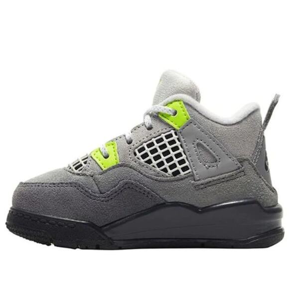 Nike Kids Air Jordan 4 Retro SE 'Neon‎ 95' CT5345-007 Suede Gray Size 4C Toddler